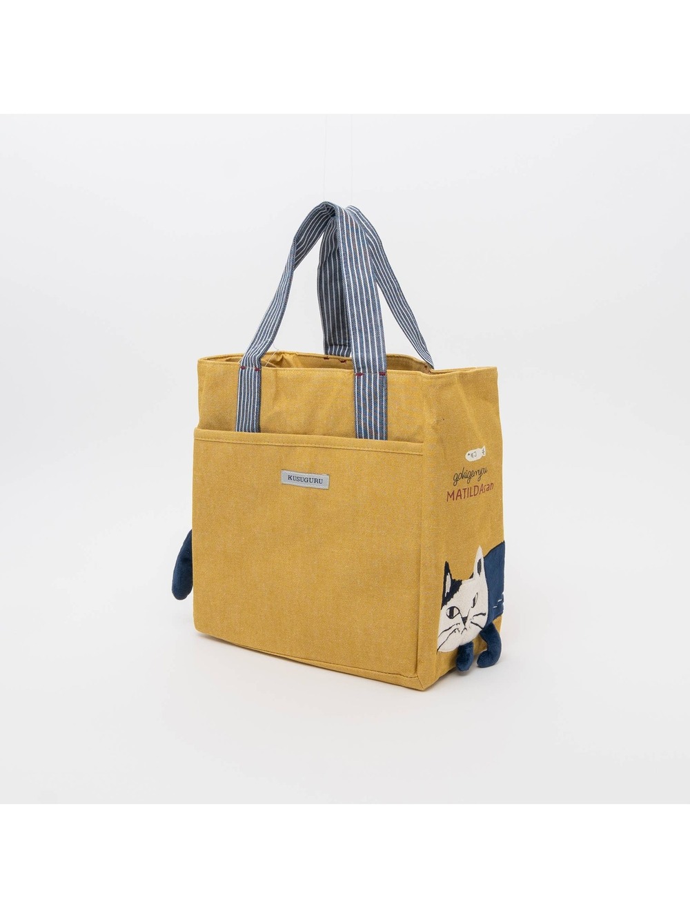 Kusuguru Japan Embroidered Cat Small Tote Bag - Yellow - Picture 2 of 7